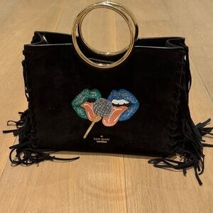 One of a kind Kate Spade Black white rock road Tote with Gold Ring